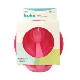 Kit Prato Bowl Com Tampa E Colher Para Bebê - Rosa - Buba