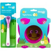 Kit Prato Tigela Infantil Funny Rosa E Colher - Girotondo