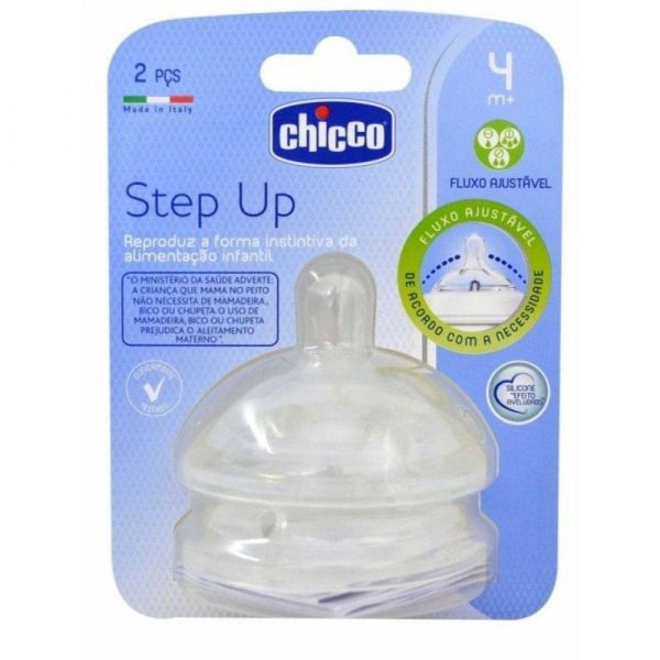 Bico Fluxo Ajustável P/ Mamadeira Step Up 4m+ Chicco 2 Un