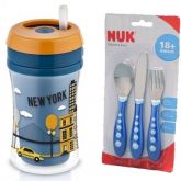 Kit Copo Canudo Nuk Fun 270ml 18+ E 3 Talheres - Nuk