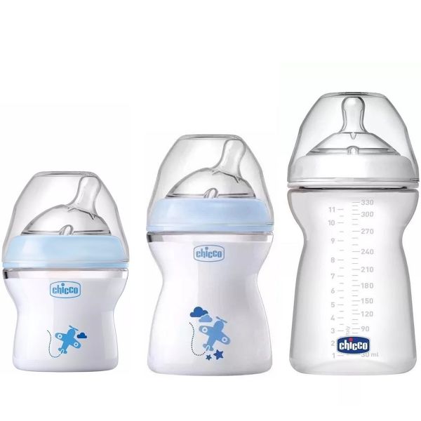 Kit 3 Mamadeira Step Up Azul - 150ml - 250ml- 330ml - Chicco