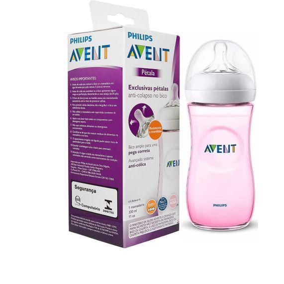 Mamadeira Avent Pétala 330ml Rosa - Avent Petala 330ml