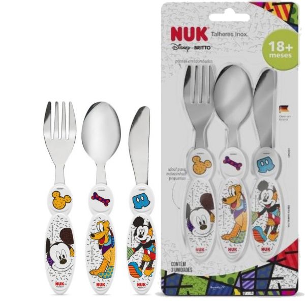 Kit Com 3 Talheres Inox Bebe 18+ Meses Disney Mickey - Nuk