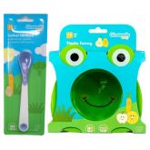 Kit Prato Tigela Infantil Funny Sapo E Colher azul - Girotondo