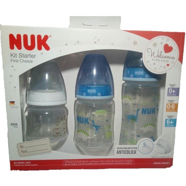 Kit Mamadeiras Starter First Choice 90ml - 150ml - 300 Ml /azul / Nuk